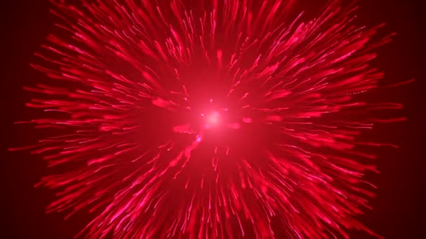 Rood Blauw Achtergrond Beweging Helder Vuurwerk Dat Alle Richtingen Vliegt — Stockvideo
