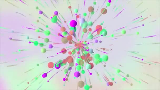 Les Boules Colorées Déplacent Centre Motion Animation Abstraite Biologie Physique — Video