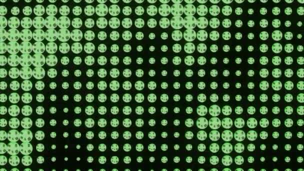 明亮的绿色圆形设计 明亮的绿色小灯泡 在抽象中闪烁着光芒 高质量的4K镜头 — 图库视频影像