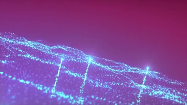 Particelle Luminose Sfondo Dinamico Fantascienza Microcosmo Mozione Motivo Ondulato Stelle — Video Stock