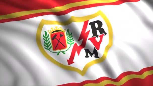 Das Logo Des Fußballklubs Rayo Vallecano Auf Einem Wogenden Seidigen — Stockvideo