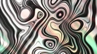 Dönüşen yuvarlak şekillerin arka planında yeşil ve kırmızı ışıklar yanar. Hareket. Akan sıvı maddenin renkli lekeleri 