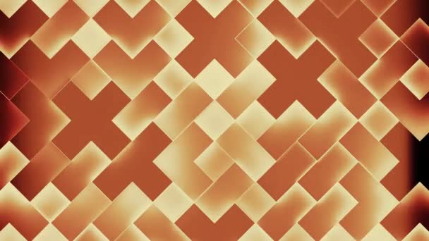 具有彩色动画的X形闪烁瓷砖的几何背景 数码移动瓷砖 — 图库视频影像