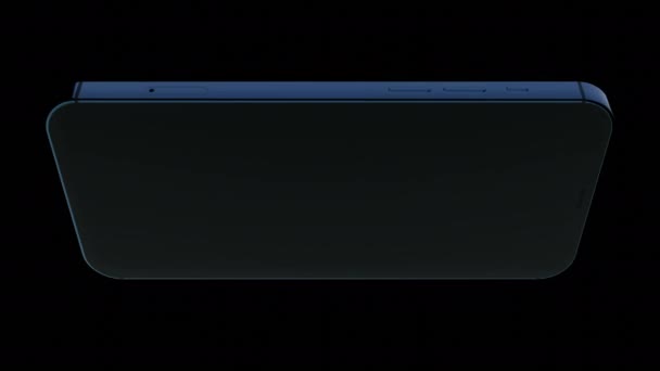 Модель Смартфона Вращается Черном Фоне Дизайн Стильная Анимация Новой Модели — стоковое видео