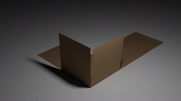 纸板箱的改造 3D纸板箱被折叠并在孤立的背景下更换 3D纸板箱形状变化 — 图库视频影像