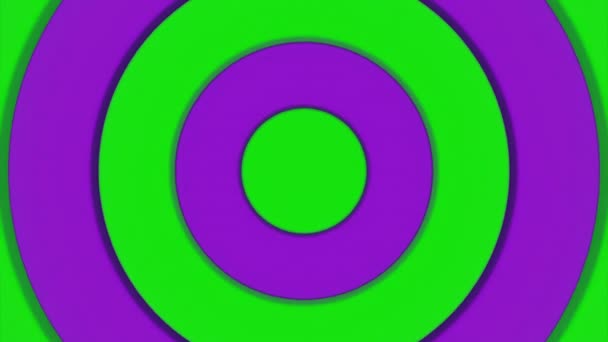 Púrpura Verde Pulsando Lentamente Amplios Círculos Anillos Lazo Sin Costuras — Vídeo de stock