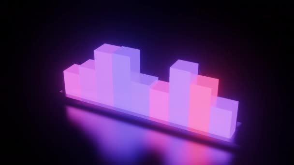 ビジネスと金融のコンセプト デザイン ピンクと紫のバーのシームレスループ3Dアニメーション 黒い背景でジャンプアップしてダウンして分離 — ストック動画