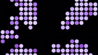 Siyah arka planda renkli noktalar müzikal tarzda hareket eder. Tasarım. Noktalar hareket eder ve geriye dönük bir şekilde parlar. Noktalı müzikal hareketlerle geçmişe dönük arkaplan.