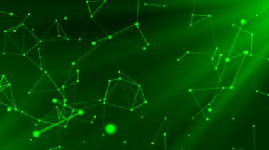 Yavaş çekimde parlayan üçgenlerle gelecekteki animasyon, kusursuz döngü. Hareket. Pleksus fütüristik üçgen siluetler 