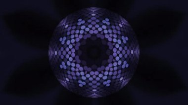Hareket eden kaleydoskopik desenli parlayan daire. Medya. Nokta desenli hipnoz çemberi. Kaleydoskopik disko biçimi. 