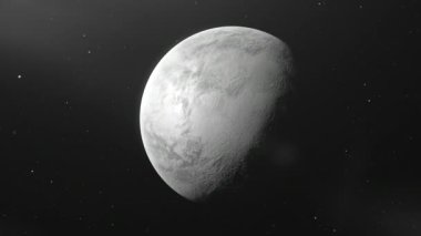 Ayrıntılı yüzeyi olan farklı evrelerde dönen Ay. Hareket. Ay tutulmasının yarısıyla dış uzayın karanlık arkaplanı