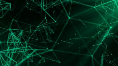 Uzayda hareket eden zincirlerle güzel bir animasyon. Hareket. Bilgisayar alanında uçan kimyasal bağlar zinciri. Bilimsel bağlantıları ve zincirleri hareket ettiriyor. Bilim ve Kimya. 