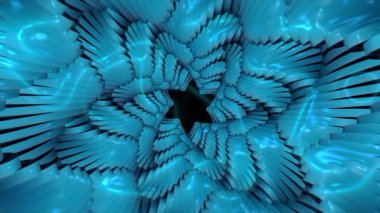 Soyut kaleydoskopik arka plan. Renkli, yavaşça dönen deniz yıldızı, kusursuz döngü. Hareket. Deniz hayatı konsepti