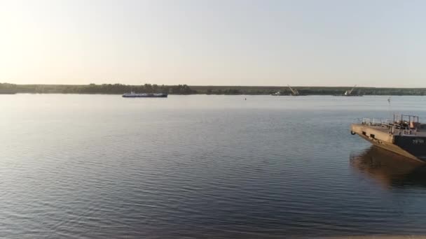 Limpa Costa Rio Com Navios Cena Vista Superior Rio Com — Vídeo de Stock