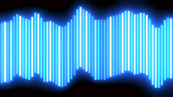 Abstract Neon Blue Music Equalizer Vertical Narrow Stripes Isolated Black — Stock Video
