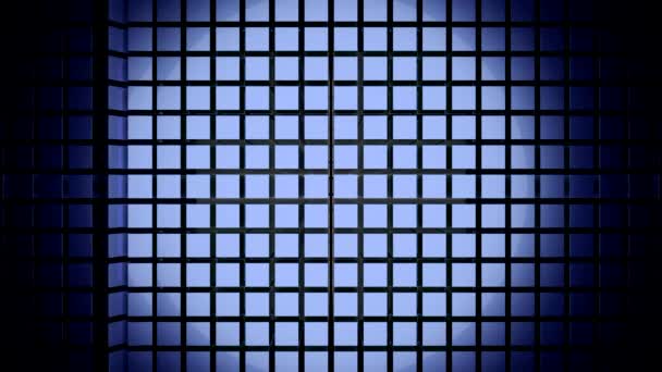 Абстрактная Синяя Стена Размера Квадратами Вертикальной Движущейся Волной Дизайн Фон — стоковое видео