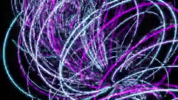 Roterende Vortex Van Kleurrijke Lijnen Zwarte Achtergrond Ontwerp Gloeiende Energie — Stockvideo