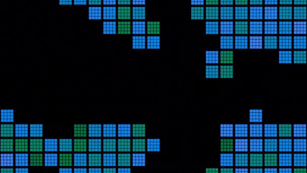 Ретро Фон Движущимися Квадратами Мозаики Черном Фоне Дизайн Цветные Квадраты — стоковое видео