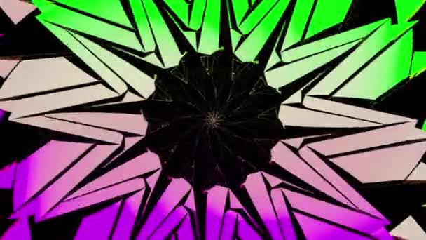 Ozdobný Kaleidoskopický Vzor Psychedelickými Hvězdami Hladká Smyčka Design Přesouvání Změna — Stock video