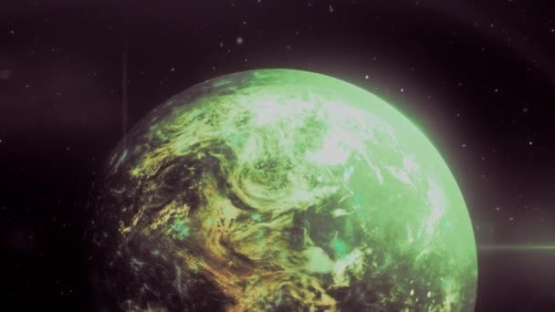 Animación Con Planeta Espacio Moción Planeta Color Con Radiación Espacio — Vídeo de stock