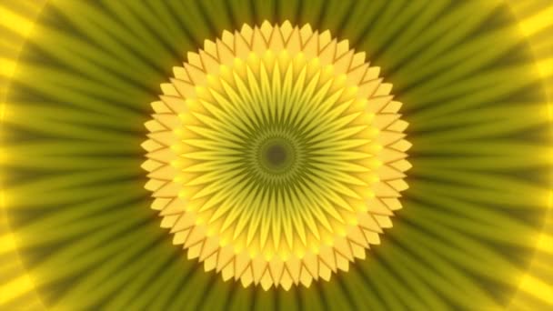 Abstraktní Květinový Kaleidoskopický Vzor Žluté Barvy Bezešvé Smyčky Pohyb Slunečnicové — Stock video