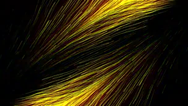 在黑色背景上移动能量流 能源线路的平行流动 以羽毛形式散布在空间中的溪流 — 图库视频影像