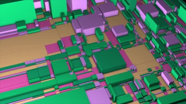 Diyagramda Renkli Küpler Hareket Renkli Küplerle Soyut Boyutlu Şehir Planı — Stok video