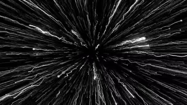 Kosmischer Strom Mit Glühenden Linien Auf Schwarzem Hintergrund Bewegung Eintauchen — Stockvideo