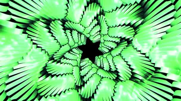 动辄旋转的恒星的动画 具有3D层和液体质感的舒缓螺旋体 流形螺旋形 星形运动层 — 图库视频影像