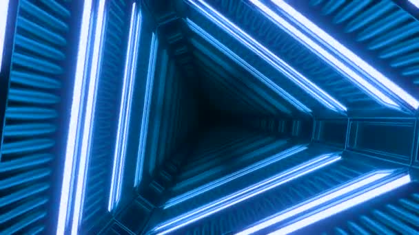 Túnel Triangular Azul Abstracto Color Azul Neón Lazo Sin Costura — Vídeo de stock