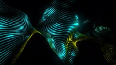 Dalgalı kumaş çizgileri uzayda hareket ediyor. Tasarım. Güzel kıvrımlı şerit çizgilerden dalgalar halinde hareket eder. Parıldayan güzel dalgalı çizgiler.. 