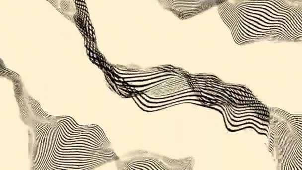 重い線の3Dストライプによるアニメーション デザイン 曲線はエネルギー波に移動する 線はコンピュータ空間の波で移動する — ストック動画
