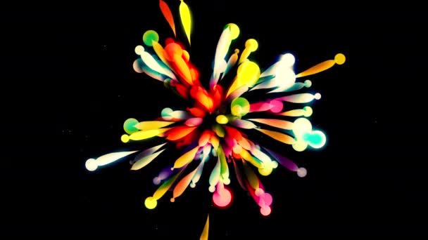 Barevná Exploze Abstraktních Koulí Pohyb Krásná Exploze Dlouhých Koulí Slavnostní — Stock video