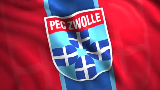 Das Leuchtend Rote Symbol Von Pek Zwolle Motion Die Fahne — Stockvideo