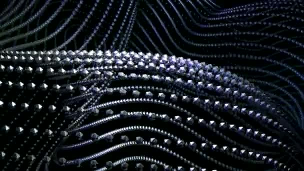 Abstract Complexe Vorm Van Kleine Metalen Bolletjes Een Zwarte Achtergrond — Stockvideo