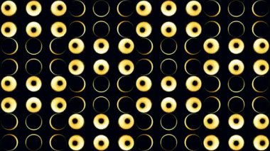 Siyah arka planda yanıp sönen ışıklar. Tasarım. Siyah noktalı ampullerin arka planı. Yavaş yanıp sönen disko tarzı ampuller. 