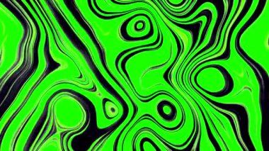 Siyah arka planda yuvarlak şekiller taşıyan dijital soyut animasyon. Hareket. Renkli lekeler birbiri ardına akıyor.