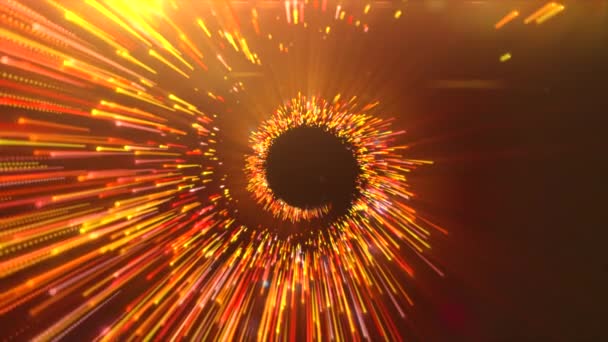 Brillanti Scintille Volanti Particelle Ruotando Cerchio Seguono Stella Lampeggiante Mozione — Video Stock