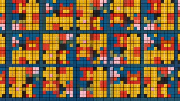 Jasne Mozaiki Montowane Małych Kwadratów Motion Multi Kolorowe Kwadraty Które — Wideo stockowe