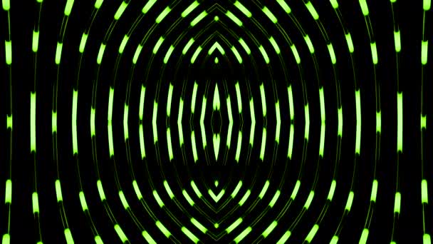 尼昂未来主义的模式与移动的线条 有条纹的椭圆形霓虹灯图案 发光条纹在几何图形中移动 — 图库视频影像
