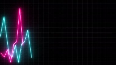Neon hatlarının dinamik hareketleriyle birlikte zaman çizgisinde dijital animasyon kripto para birimi grafiği. Hareket. Çeyreklikleri takip ediyorum.