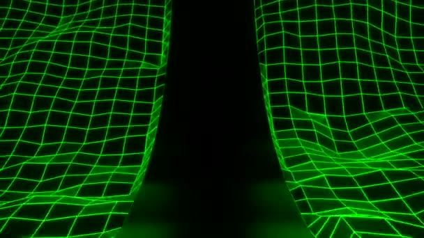 Bilgisayar Izgaralarıyla Eğri Uzayı Hareket Ettiriyorum Tasarım Siber Uzayda Neon — Stok video