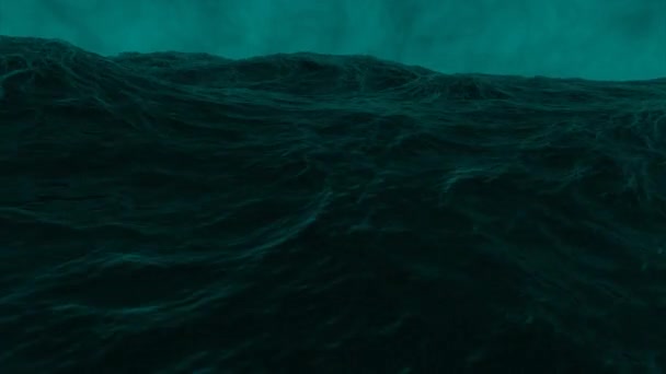 Абстрактный Шторм Темная Страшная Гигантская Волна Раскрывающая Акулу Водой Дизайн — стоковое видео