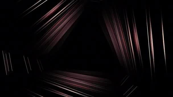 有黑暗的3D隧道设计 用几何金属零件旋转3D隧道 黑暗中新出现的几何隧道 — 图库视频影像