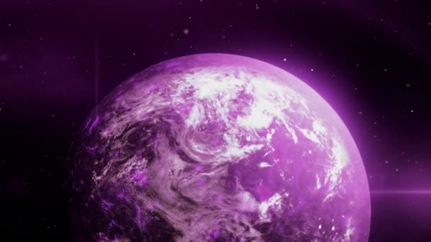 Brillante Planeta Brillante Espacio Moción Planeta Gira Espacio Exterior Con — Vídeos de Stock