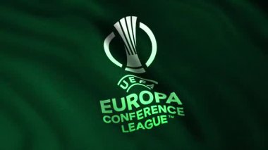 Parlak bir tuval. Hareket. Futbol liginin amblemi. Sadece yazı işleri için kullan. Yüksek kalite 4k görüntü