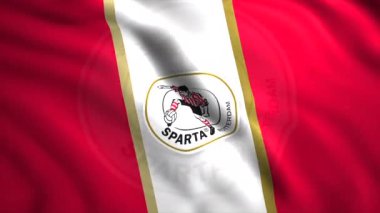 Hollanda futbol kulübü bayrakları. Hareket. Futbol kulübünün logosuyla sallanan bayrağın güzel 3D animasyonu. Sparta futbol kulübü amblemi taşıyan bayrak.. 