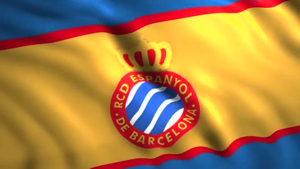 Bright Symbol Espanyol Motion Yellow Flag Spanish Professional Football Club — Stock Video