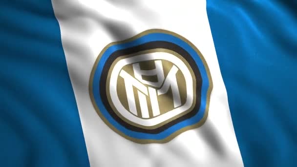 Emblema Inter Motion Bandiera Luminosa Della Squadra Calcio Professionistica Italiana — Video Stock