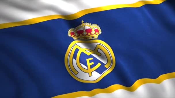 Σύμβολο Της Ρεάλ Μαδρίτης Ποδοσφαίρου Έμβλημα Είναι Μια Ισπανική Επαγγελματική — Αρχείο Βίντεο